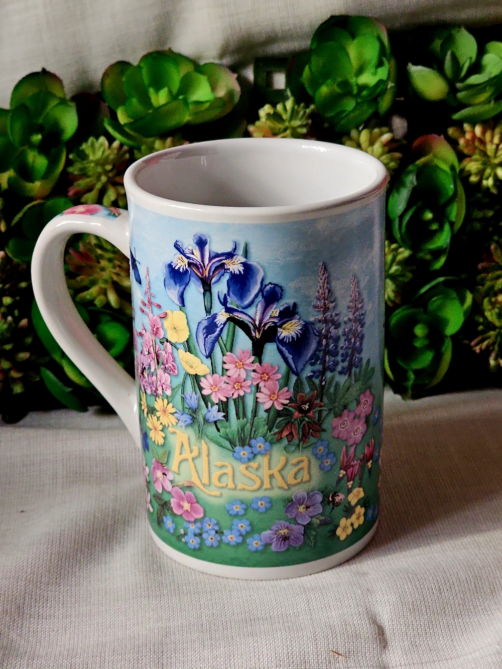 Alaska Floral Ceramic Mug - Blue and Multicolor Garden Design